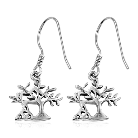 Tree of Life Dangle Earrings – Platinum Over 925 & 14k Celtic Knot Design | NWT - Picture 4 of 7